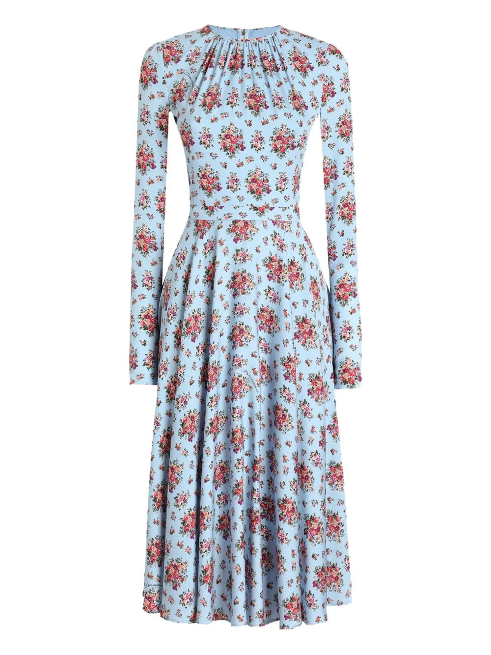 Dolce & Gabbana flower bouquets-print midi dress - Blue | Farfetch Global