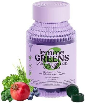 Lemme Greens Superfood Gummies with Multivitamin, 20+ Organic Greens & Superfruits, Clinically St... | Amazon (US)