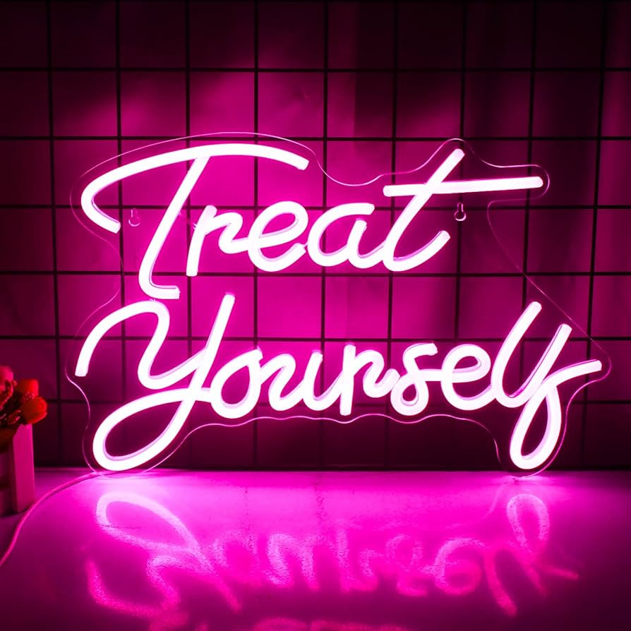 Wanxing Treat Yourself Neon Signs Pink Led Sign for Bedroom Wall Letter Neon Lights Wedding Signs... | Amazon (US)