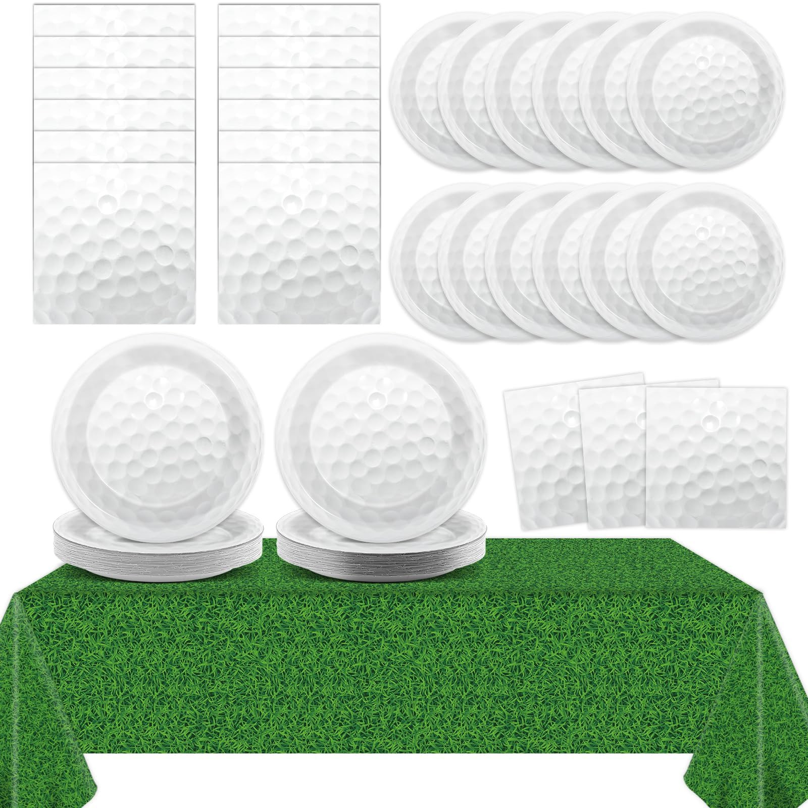 Qyeahkj Golf Party Supplies Serves 24 Golf Ball Party Paper Plates and Napkins Green Grass Plasti... | Amazon (US)