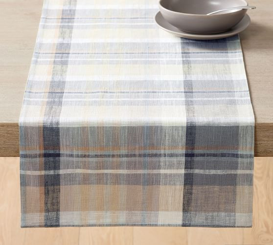 Montecito Plaid Cotton/Linen Table Runner | Pottery Barn (US)