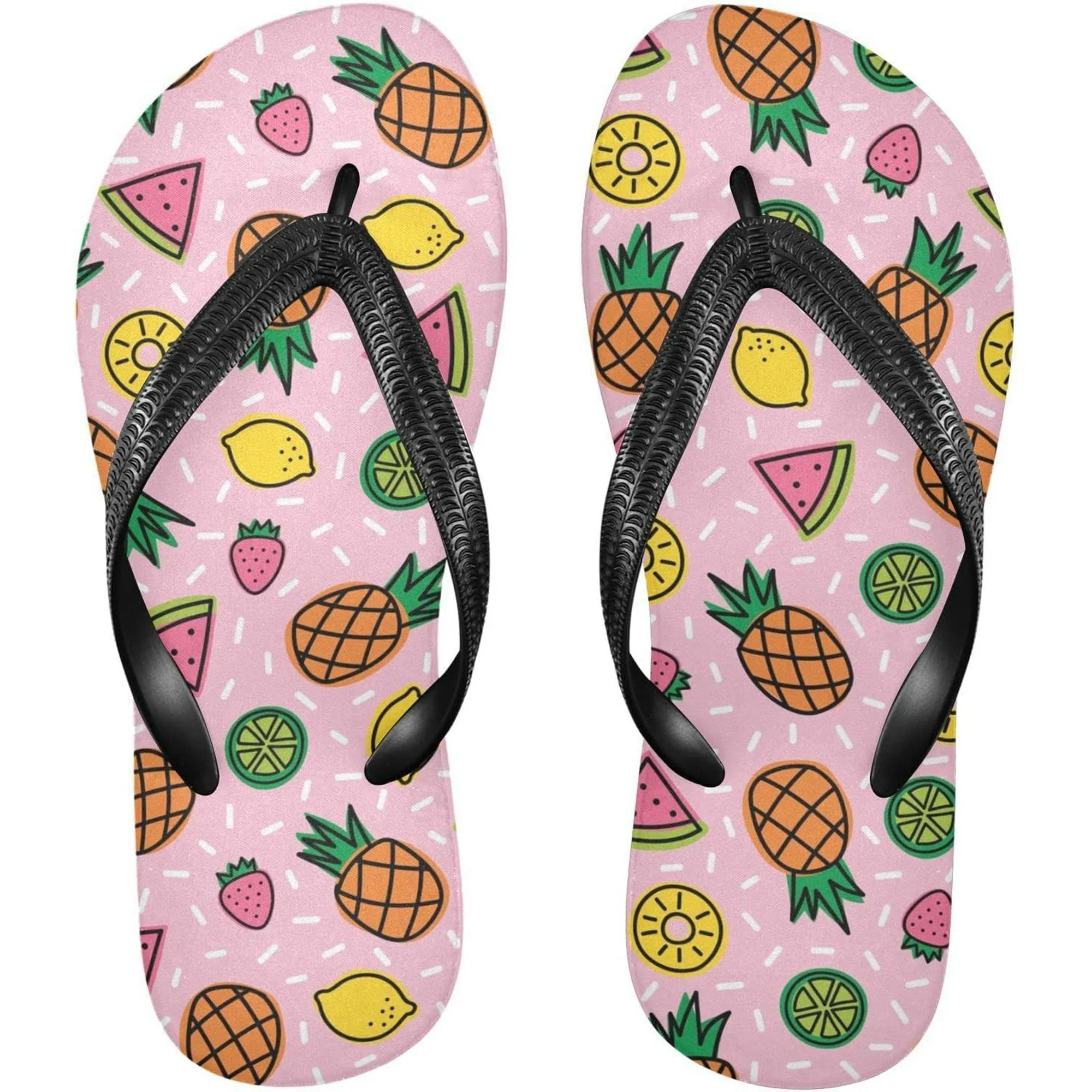 Coolnut Pineapple Watermelon Lemon Flip Flops Sandals for Women/Men, Soft Light Anti-Slip for Com... | Walmart (US)