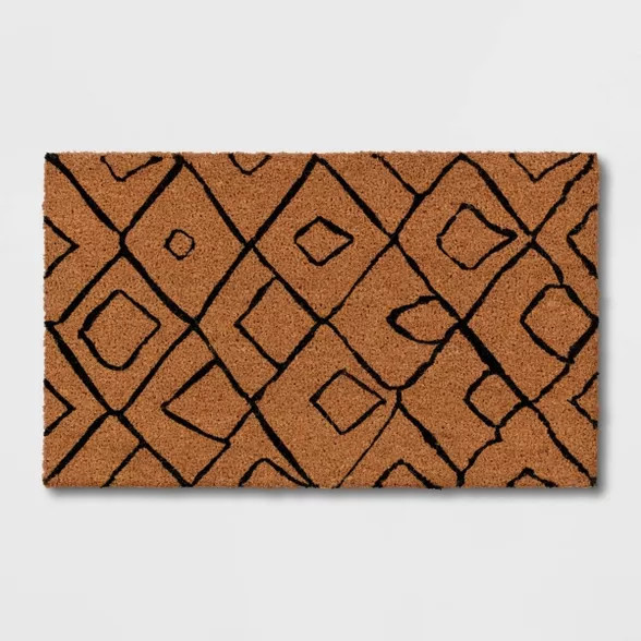 1'6" x 2'6" Outdoor Door Mat Neutral with Black Geo - Threshold™ | Target