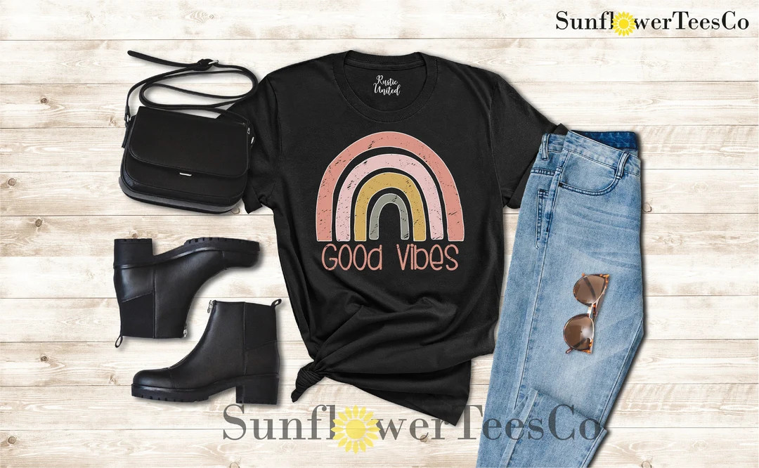 Good Vibes Shirt, Good Vibes Only Shirt, Funny Shirt, Be Kind Shirt, Be Kind Gift, Rainbow Shirt,... | Etsy (US)