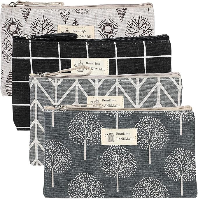 4 Pcs Canvas Cosmetic Bags Cosmetic Pouches with Zipper Makeup Bag Multi-Function Canvas Travel P... | Amazon (US)