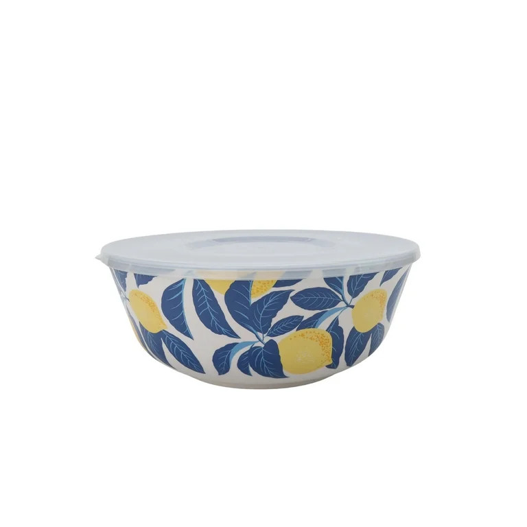 Mainstays by Becky G. & Alejandra Bamboo Melamine 4-Piece Serve Bowl Set, Lemon & Blue | Walmart (US)