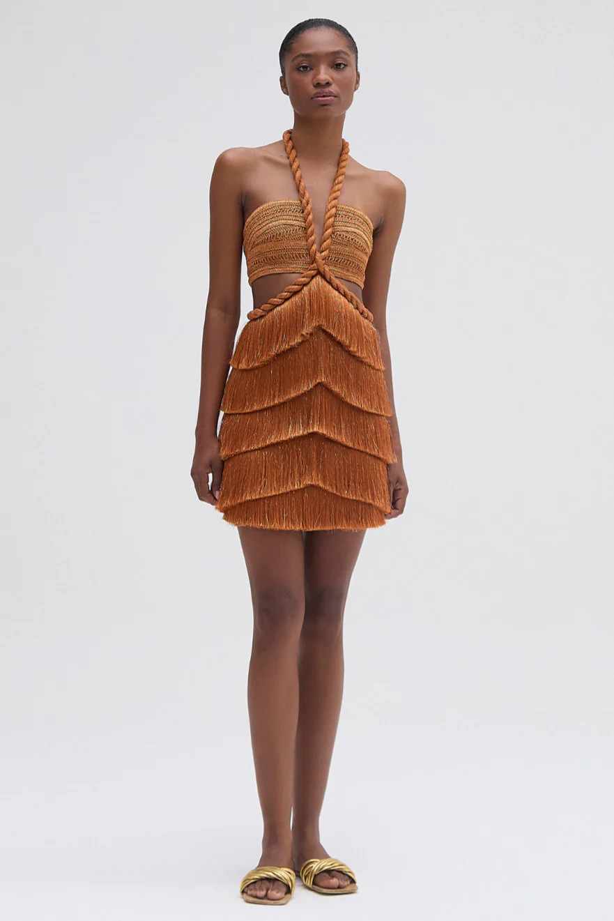 PAMPAS FRINGE CUT OUT MINI DRESS | PatBO