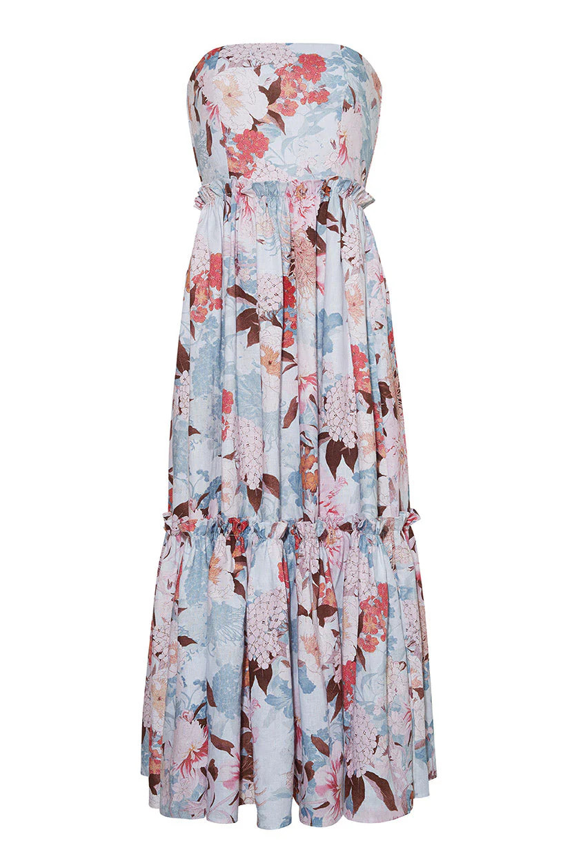 Torres Dress In Japanese Floral Blue | Over The Moon