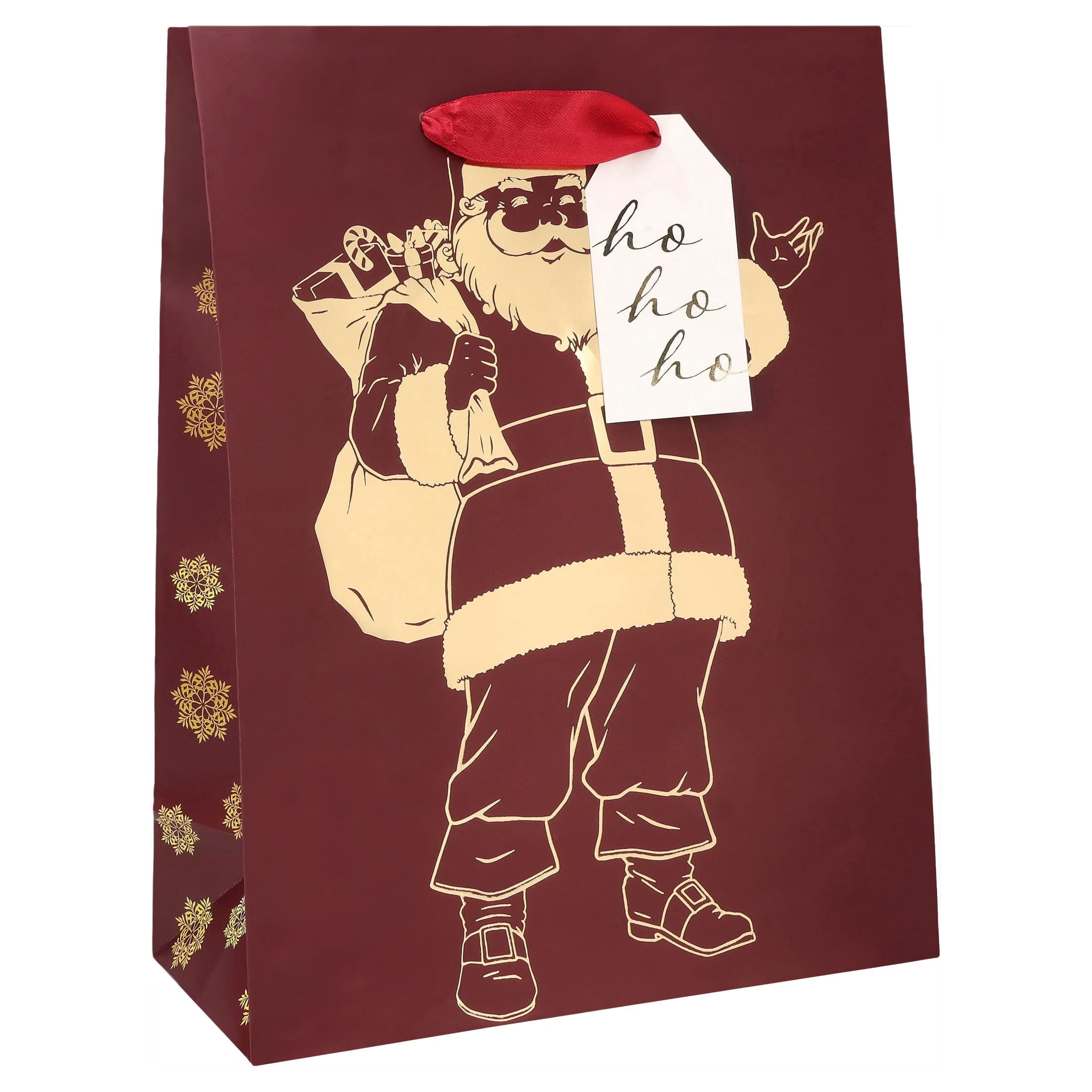 Large Red and Gold Santa Christmas Paper Gift Bag, 10" x 4.5" x 12.75", by Holiday Time - Walmart.com | Walmart (US)