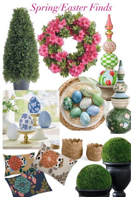 Spring, Easter Finds, indoor/Outdoor, topiary, painted eggs, Azalea wreath, seasonal pillows, LTK decor

#LTKstyletip #LTKhome #LTKSeasonal