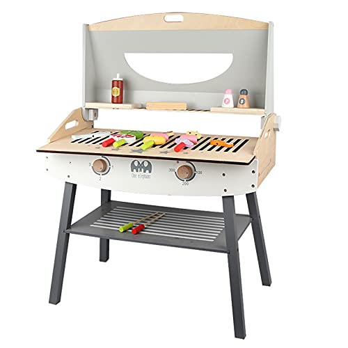 KIDS TOYLAND Wooden Pretend Barbecue Grill Play Set, Play Kitchen Set Cooking Gift for Girls and Boys - Best for 3 4 5 Year Old Kids | Amazon (US)