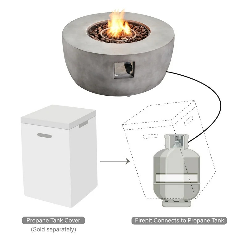 Peaktop 36" Outdoor Round Gas Fire Pit with Concrete Base | Walmart (US)