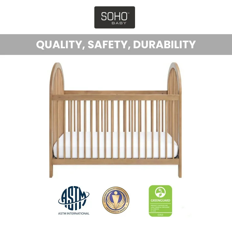Soho Baby Everlee 3-in-1 Island Crib, Honey Wood | Walmart (US)