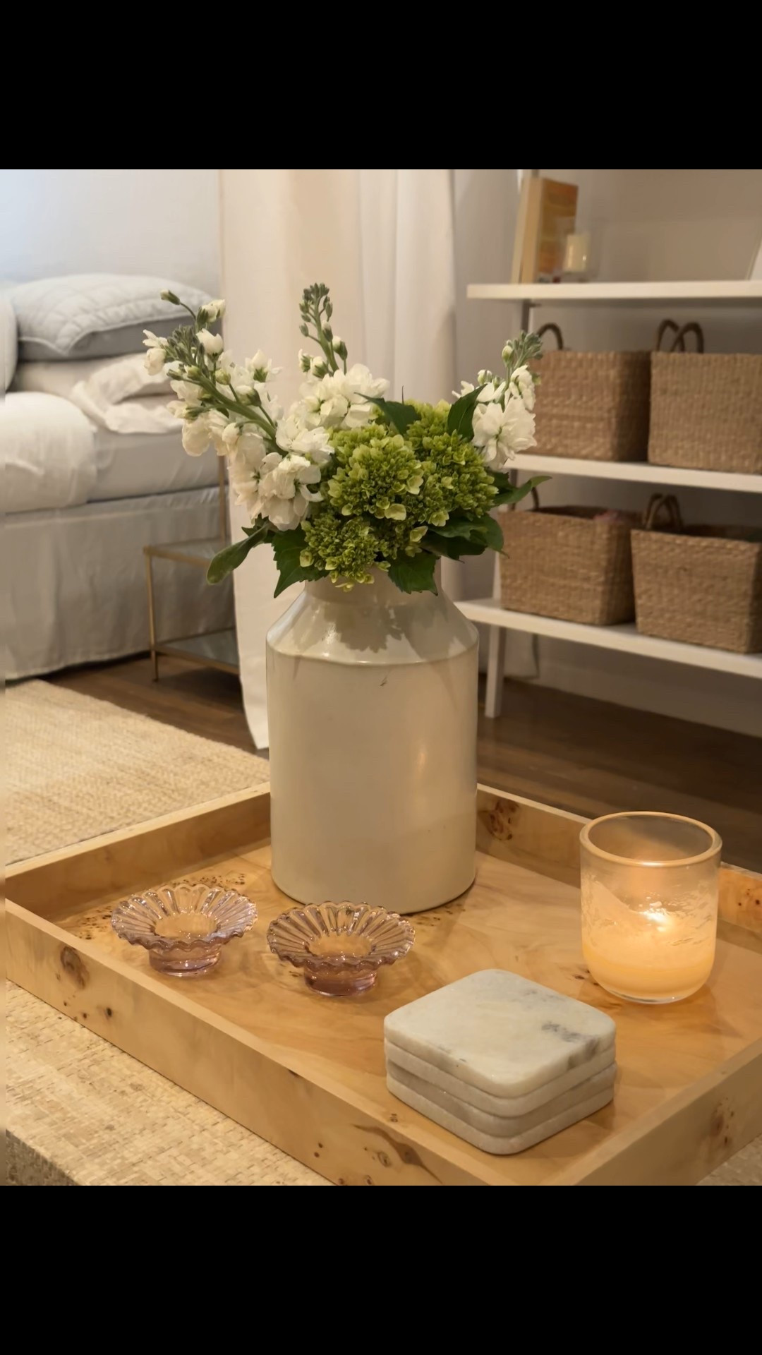 Coffee table setup ft my arrangement! 

Coffee table styling burlwood tray apartment decor coffee tablee

#LTKHome