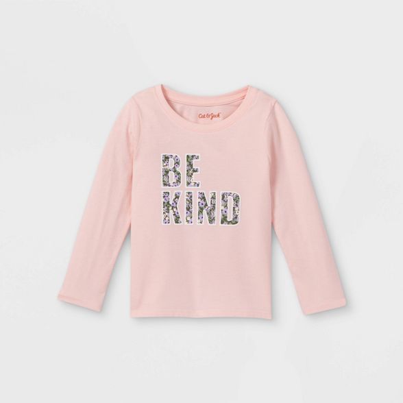 Toddler Girls' 'Be Kind' Long Sleeve Graphic T-Shirt - Cat & Jack™ Powder Pink | Target