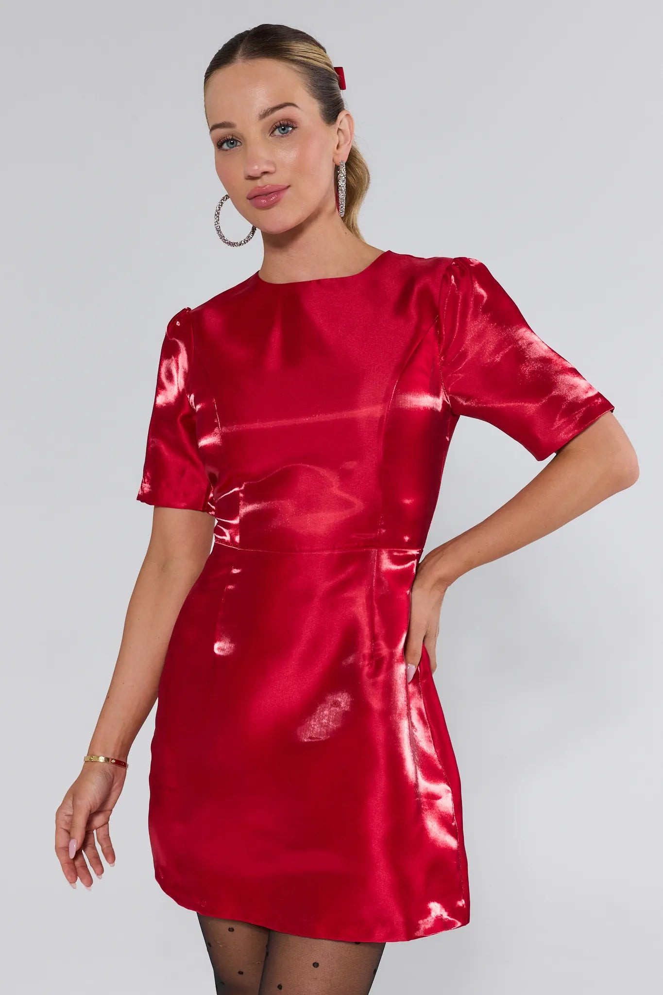 Paris Red Satin Mini Dress | Avara