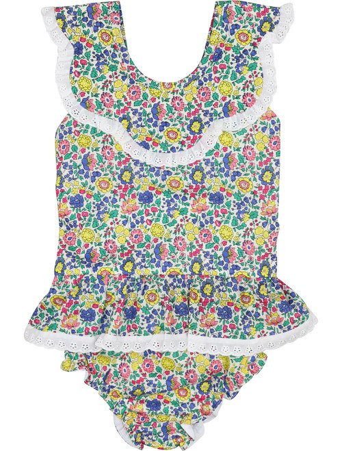 Blue And Yellow Floral Eyelet Swimsuit | Cecil and Lou
