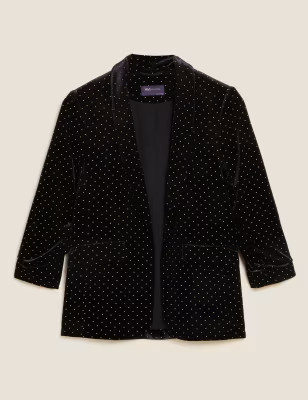 Velvet Studded Ruched Sleeve Blazer | Marks & Spencer (UK)
