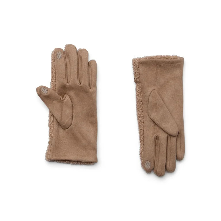 Time and Tru Women's Lightweight Faux Shearling Winter Gloves, S/M, Tan - Walmart.com | Walmart (US)