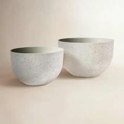 Mariana Lightweight Concrete Jesse Wide Pots in Limestone Wash | Wayfair North America