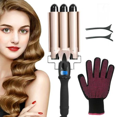 iFanze 3 Barrel Curling Iron Wand 1 Tourmaline Ceramic Multi Functional 3 Barrel Waver Crimper Hair  | Walmart (US)