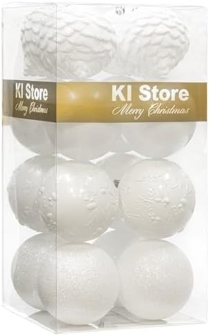 KI Store Large White Christmas Balls 4-Inch Shatterproof Christmas Ball Ornaments Decorations for... | Amazon (US)
