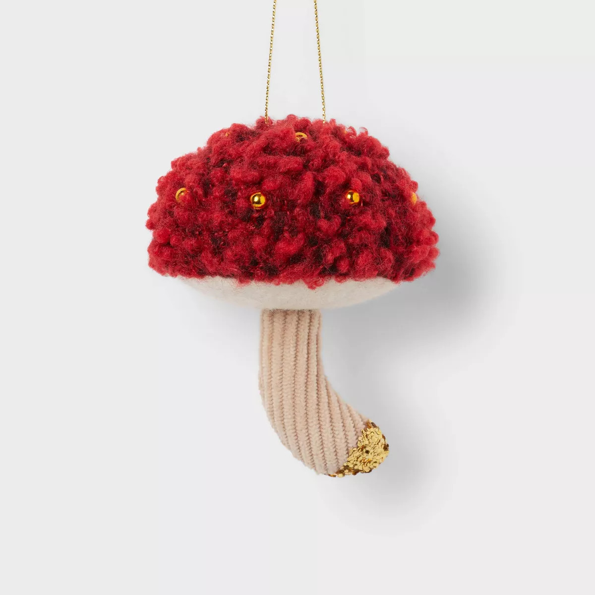Fabric Mushroom with Gold Beads Christmas Tree Ornament Red - Wondershop™ | Target