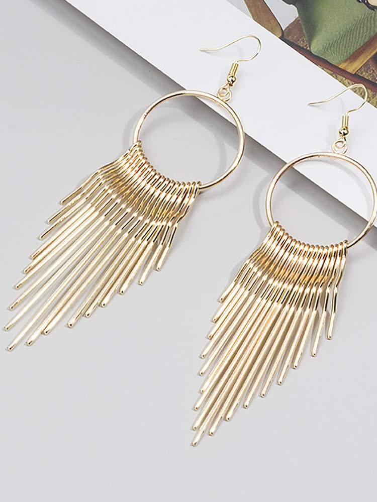 Metallic Tassel Drop Earrings | SHEIN