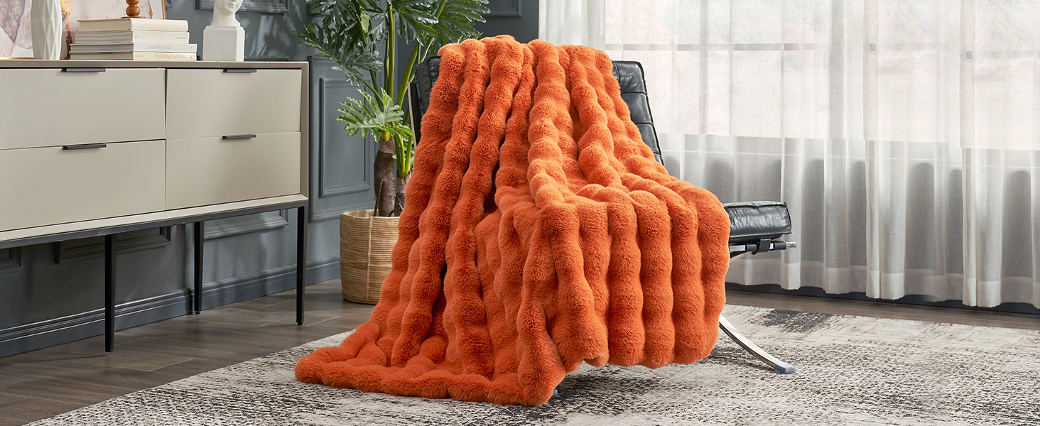 Cozy Bliss Faux Fur Throw Blanket for Couch, Fuzzy Soft Plush Thick Bubble Blanket for Sofa Bedro... | Amazon (US)