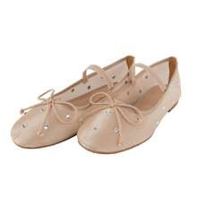A Pair Nude Crystal Mesh Ballet Flats For Women Stretch Band Snip Toe Ballerinas Flats Gem Mary Jane Sparkly Flats | SHEIN