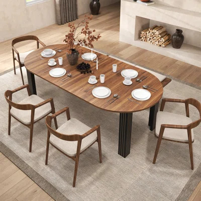 43-78 Inch Extendable Round Dining Table For 4-8 People, Modern Farmhouse Wood Kitchen Dinner Table With For Dining Room, Living Room | Wayfair North America