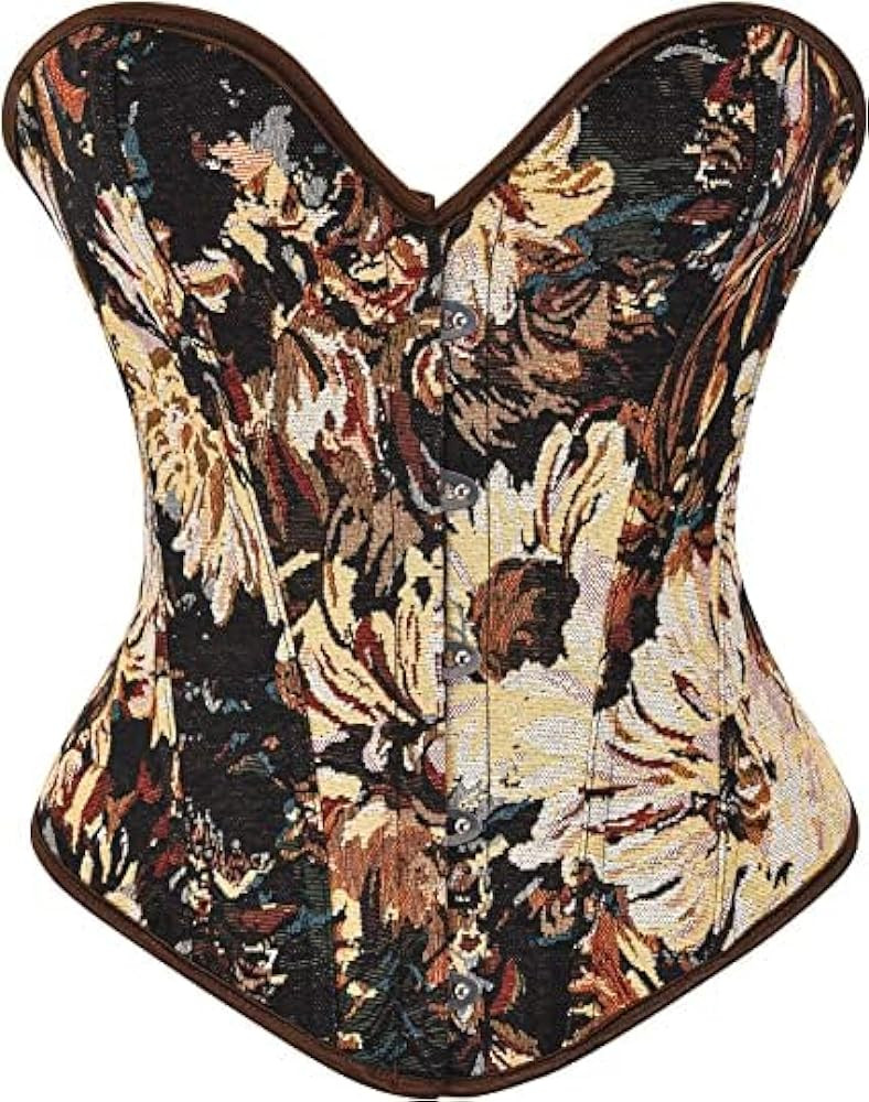 Vintage Renaissance Corset Top for Women Floral Bustier Lace Up Boned Overbust Lingerie Bodyshape... | Amazon (US)