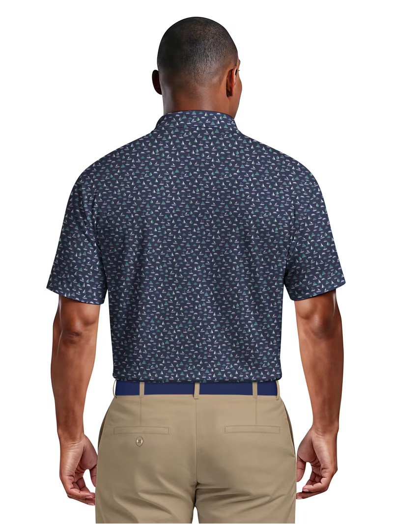 Ben Hogan Men's & Big Men's Performance Boat Print Short Sleeve Polo Shirt, up to 5XL | Walmart (US)