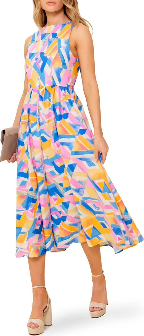 Geometric Print Cotton Midi Sundress | Nordstrom Rack