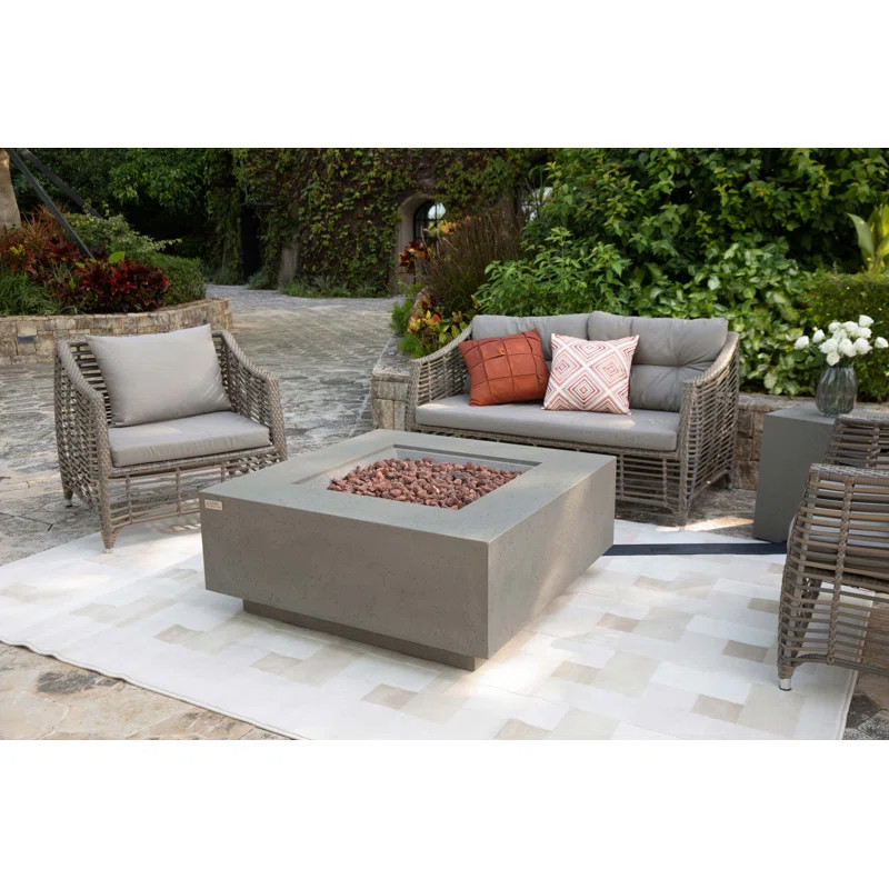 Brooklyn 17" Hx 40" W Travertine Propane/ Natural Gas Outdoor Fire Pit Table | Wayfair North America