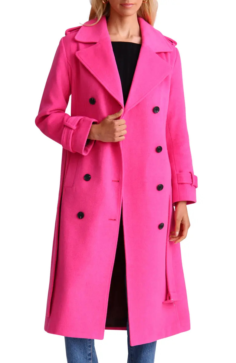 Avec Les Filles Strong Shoulder Belted Trench Coat | Nordstrom | Nordstrom