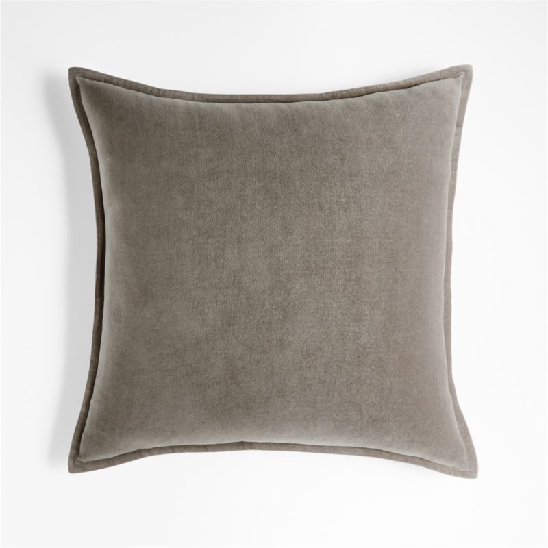 Frost 20"x20" Square Washed Cotton Velvet Decorative Throw Pillow with Down-Alternative Insert + ... | Crate & Barrel