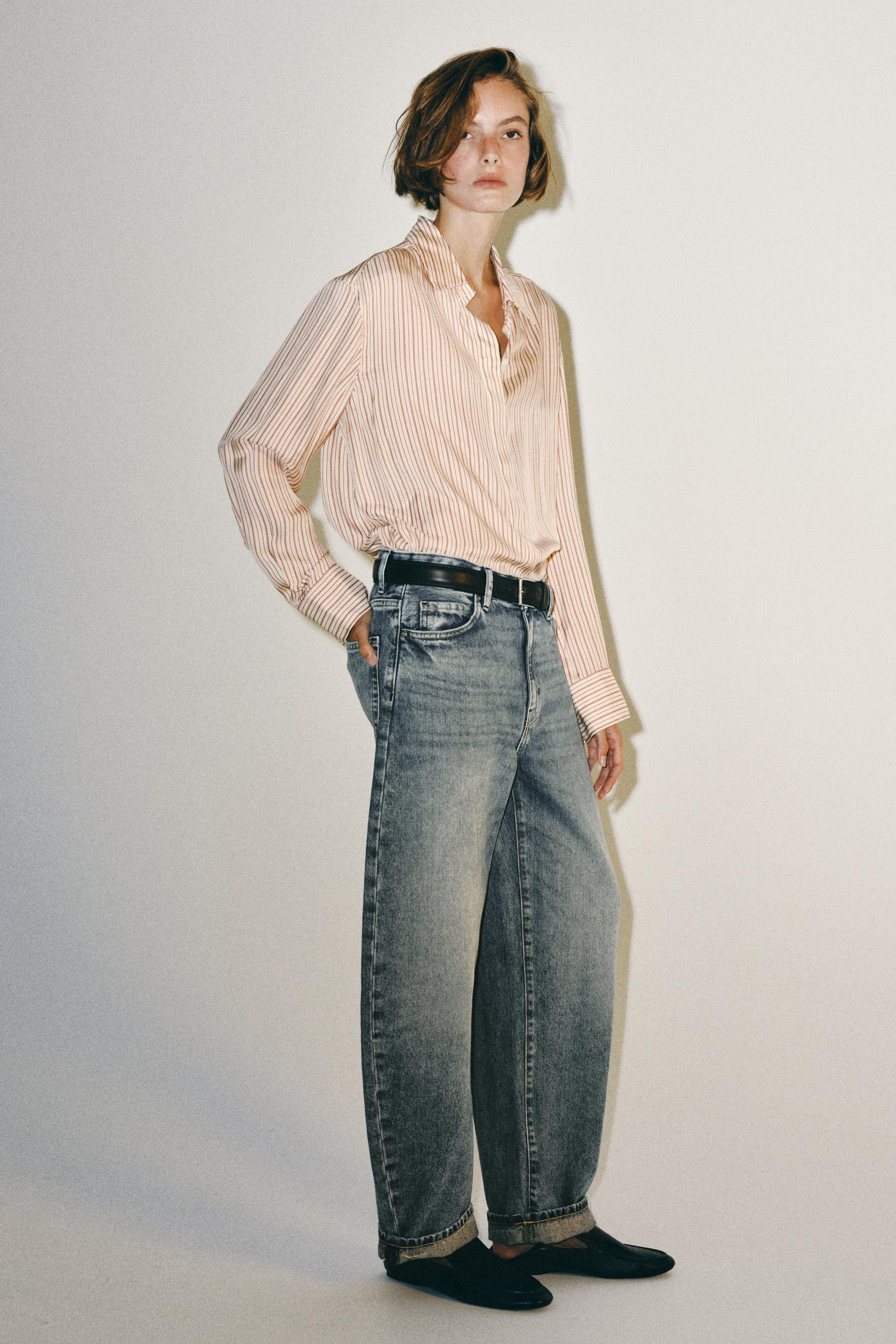 ZW COLLECTION SILK STRIPED SHIRT | Zara Canada