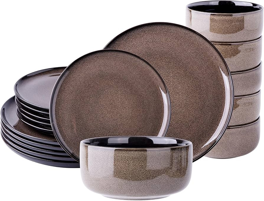LeRatio Ceramic Dinnerware Sets for 6,Poreclain Plates and Bowls Sets,Handmade Reactive Glaze Dis... | Amazon (US)
