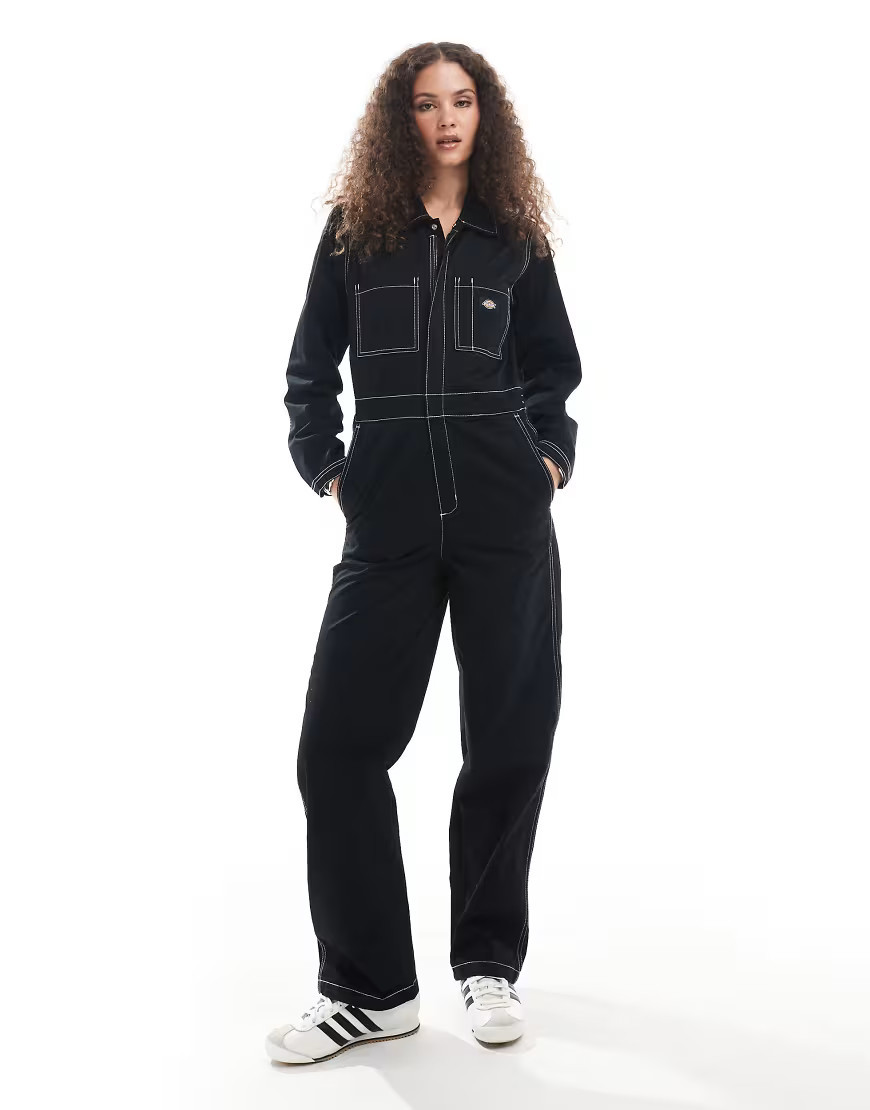Dickies vale coverall long sleeved jumpsuit in black | ASOS (Global)