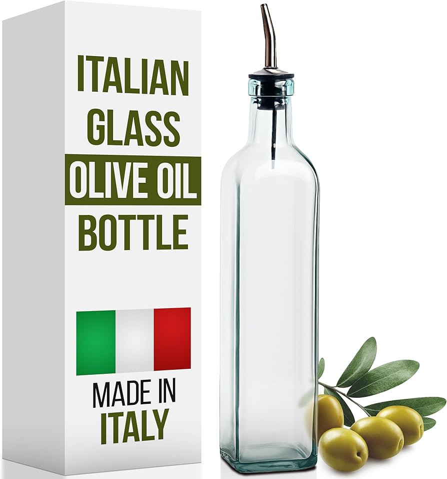 EHOMEA2Z Italian Glass Olive Oil Dispenser Bottle - 16 Oz, Oil and Vinegar Cruet with Stainless S... | Amazon (US)