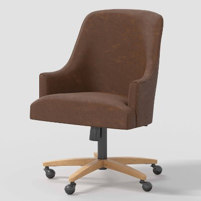 Santa Monica Office Chair in Distressed Faux Leather Saddle Brown - Threshold™ designed with Studio McGee | Target