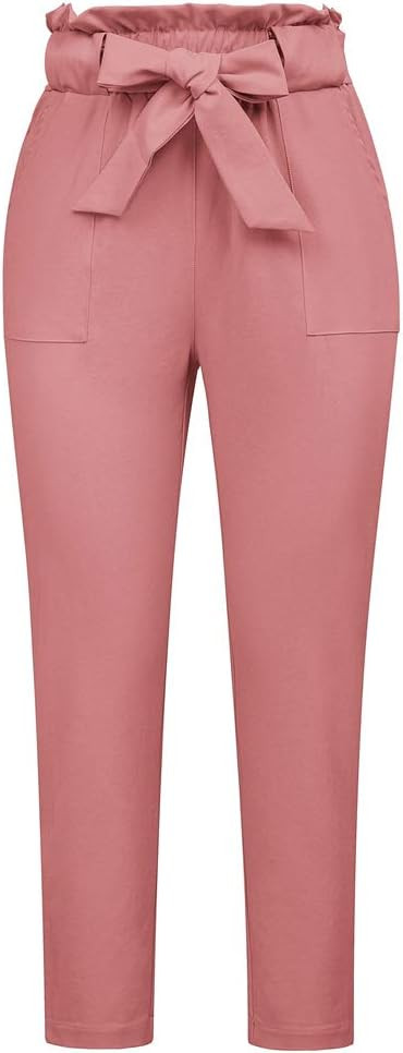 GRACE KARIN Women's Paper Bag Waist Pants Slim Fit Casual Office Pencil Pants | Amazon (US)