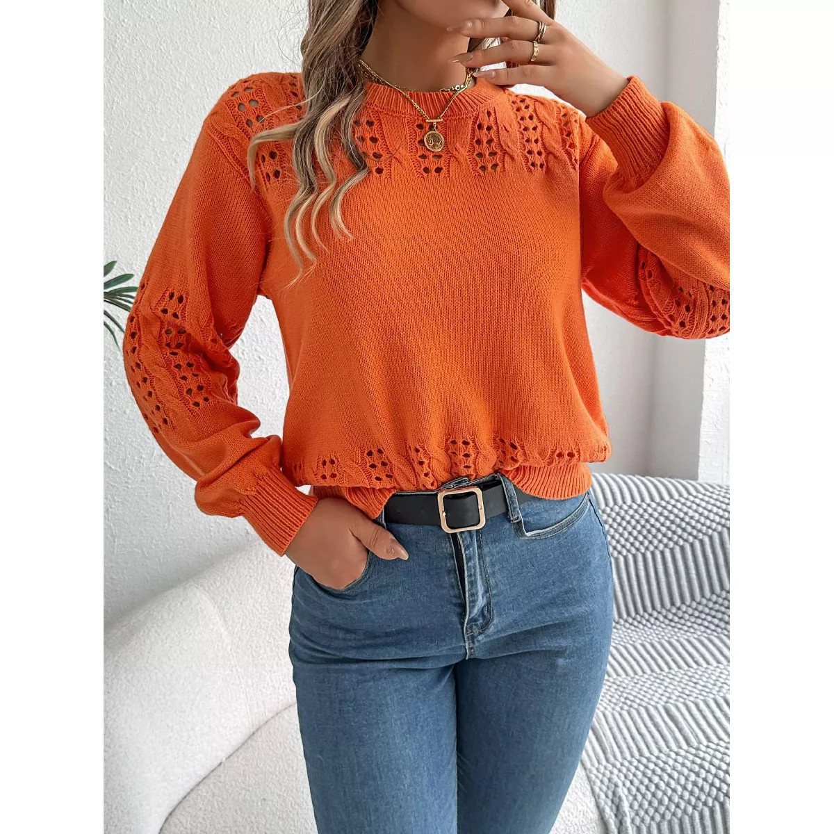 Women's Knit Sweater Round Neck Long Sleeve Pullover Top | Target