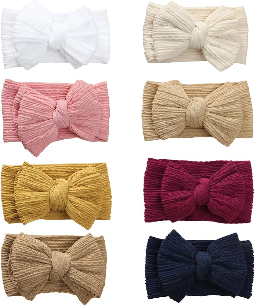 Baby Headbands Nylon Hairband with Bows for Baby Girls Newborn Infant Toddlers Kids | Amazon (US)