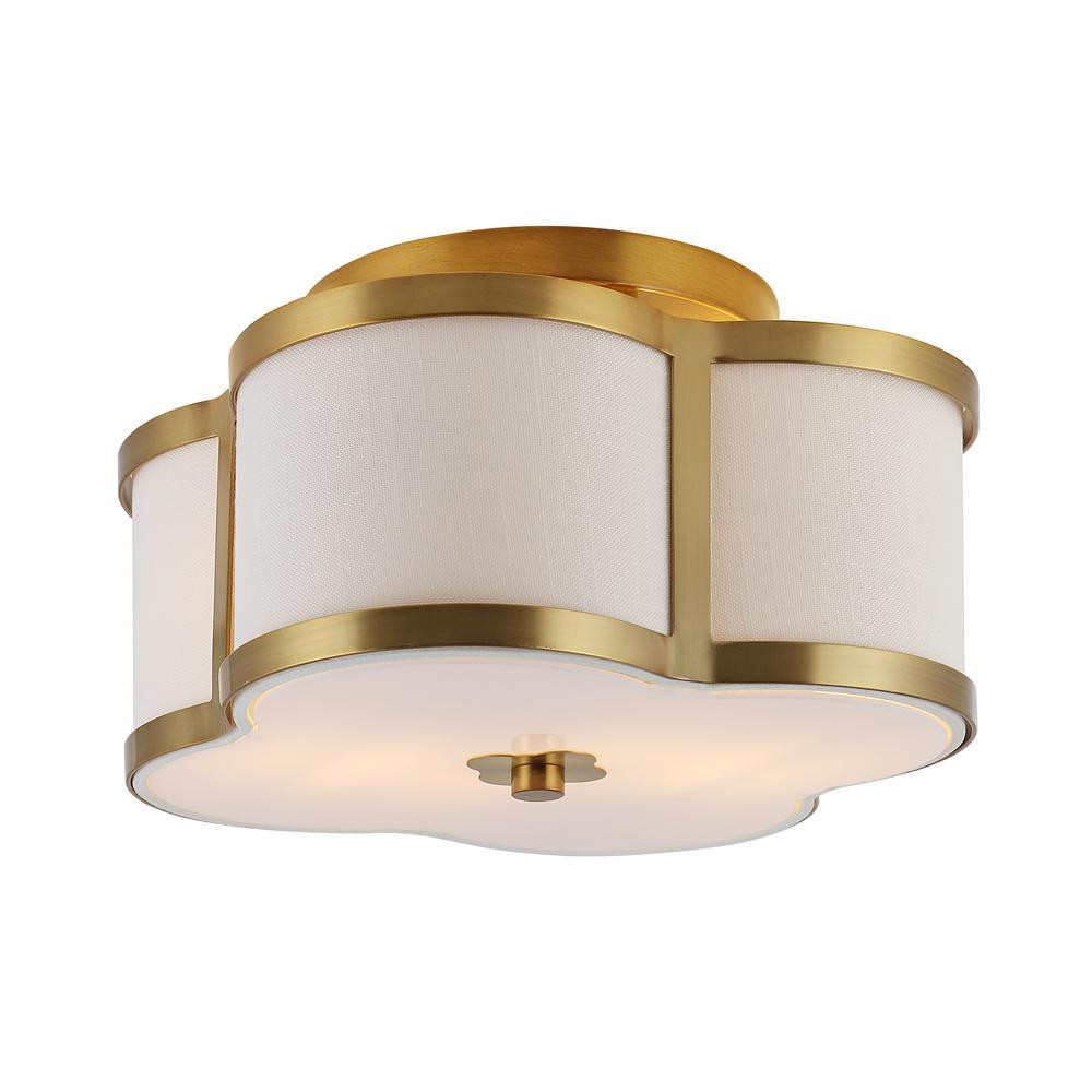 JONATHAN Y Quatrefoil 13 in. Brass Gold Metal Shade Scalloped Classic Glam LED Flush Mount | The Home Depot
