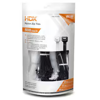 8 in. and 11 in. and 14 in. Zip Tie Black/Natural (500-Pack) | The Home Depot