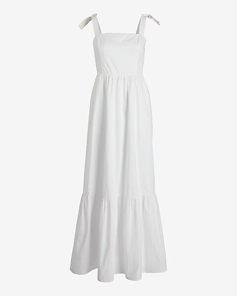 Square Neck Bow Tiered Maxi Dress | Express