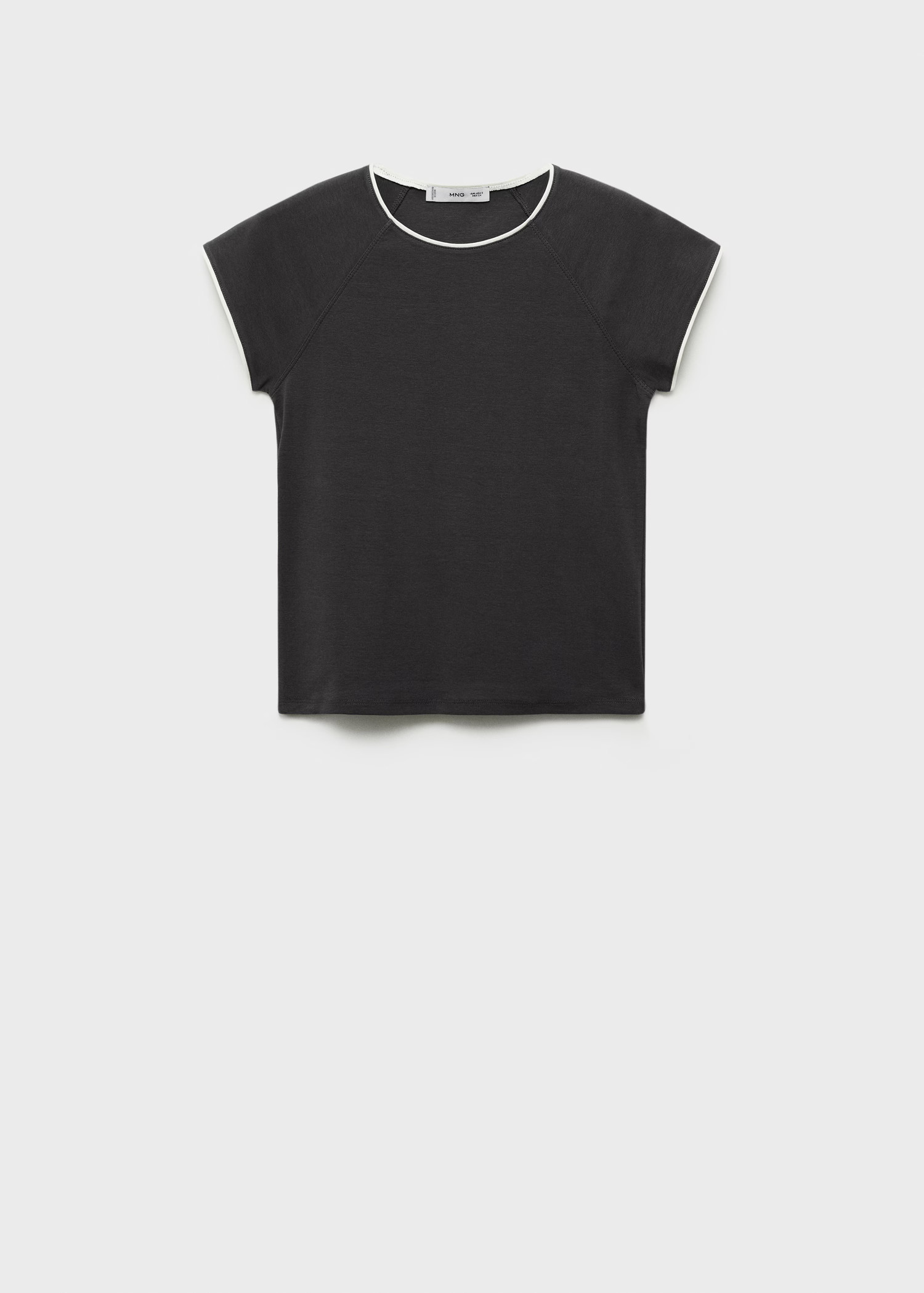 Cotton t-shirt with contrasting trim - Women | MANGO United Kingdom | MANGO (UK)