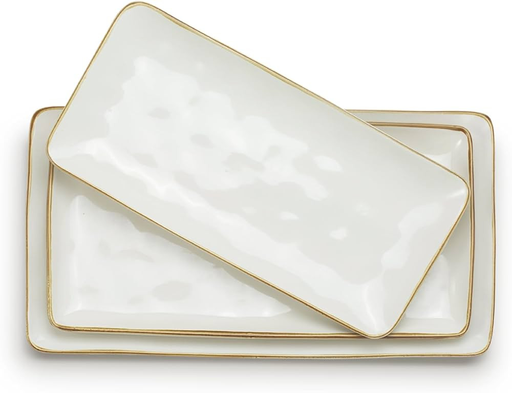 Famiware Serving Platter, Rectangular 15.67/14.1/12.6 inch Serving Dishes for Entertaining, Micro... | Amazon (US)